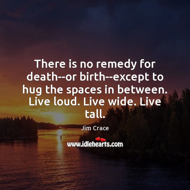 There is no remedy for death–or birth–except to hug the spaces in Hug Quotes Image