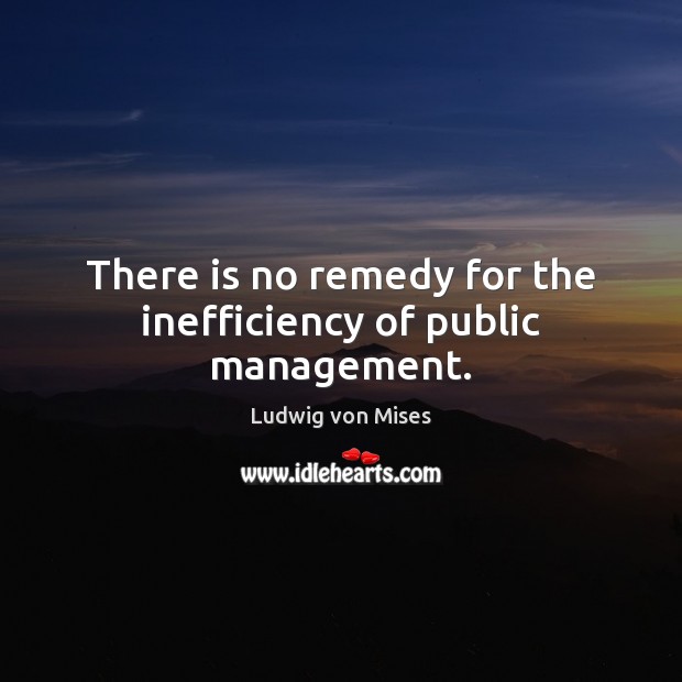 There is no remedy for the inefficiency of public management. Ludwig von Mises Picture Quote