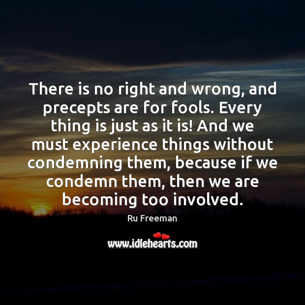 There is no right and wrong, and precepts are for fools. Every Ru Freeman Picture Quote