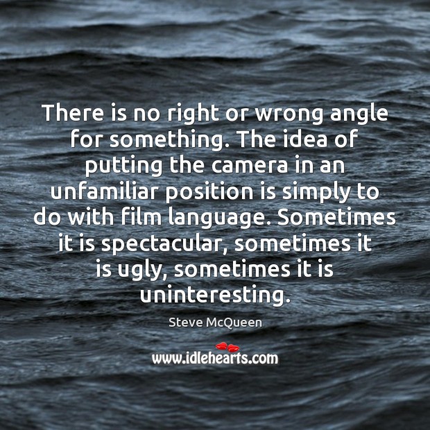 There is no right or wrong angle for something. The idea of Image