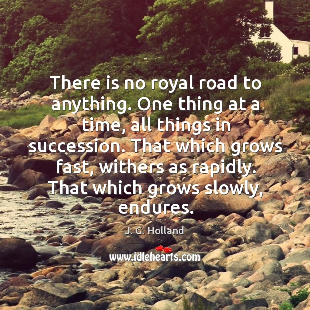 There is no royal road to anything. One thing at a time, Image