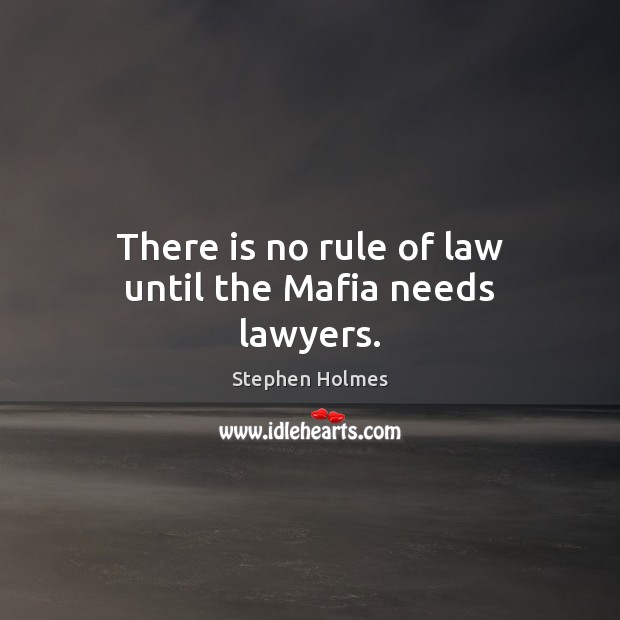 There is no rule of law until the Mafia needs lawyers. Stephen Holmes Picture Quote