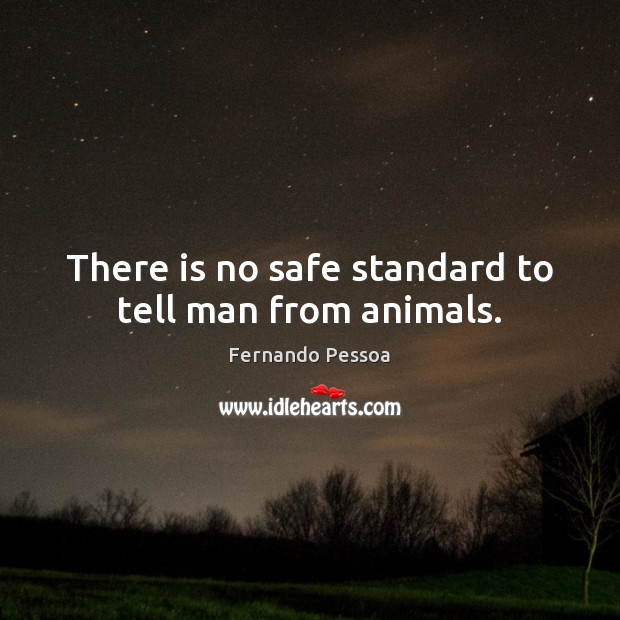 There is no safe standard to tell man from animals. Fernando Pessoa Picture Quote