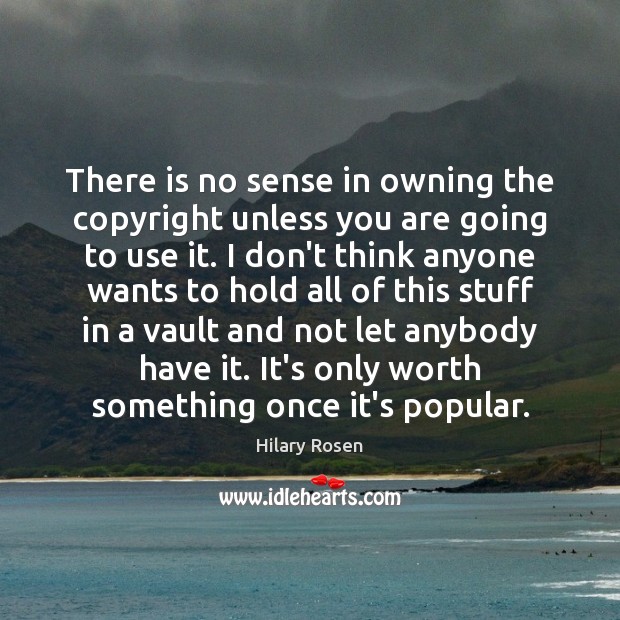 There is no sense in owning the copyright unless you are going Hilary Rosen Picture Quote