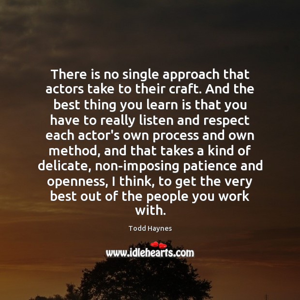 There is no single approach that actors take to their craft. And Todd Haynes Picture Quote