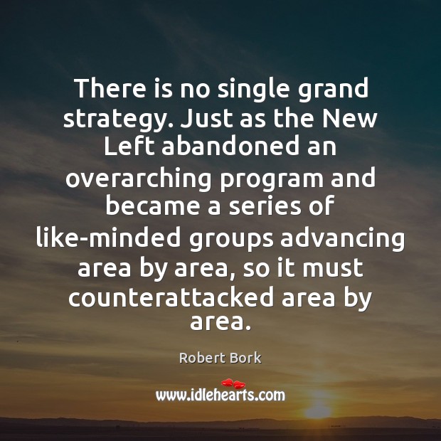 There is no single grand strategy. Just as the New Left abandoned Robert Bork Picture Quote