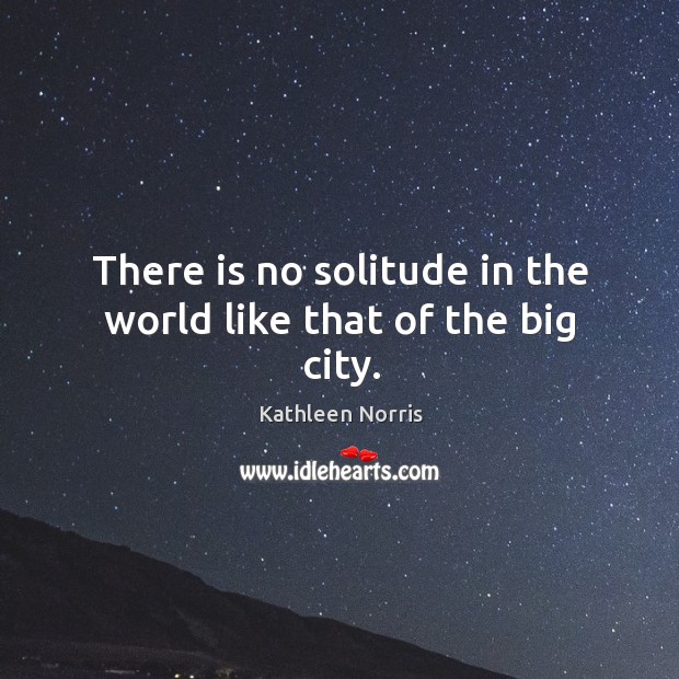 There is no solitude in the world like that of the big city. Kathleen Norris Picture Quote