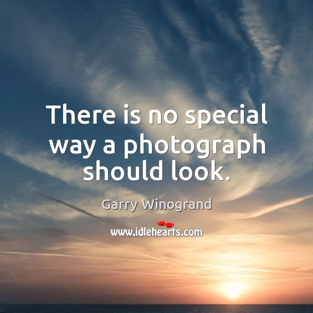 There is no special way a photograph should look. Garry Winogrand Picture Quote