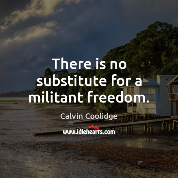 There is no substitute for a militant freedom. Calvin Coolidge Picture Quote