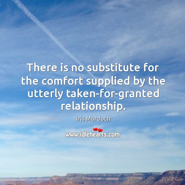 There is no substitute for the comfort supplied by the utterly taken-for-granted relationship. Iris Murdoch Picture Quote