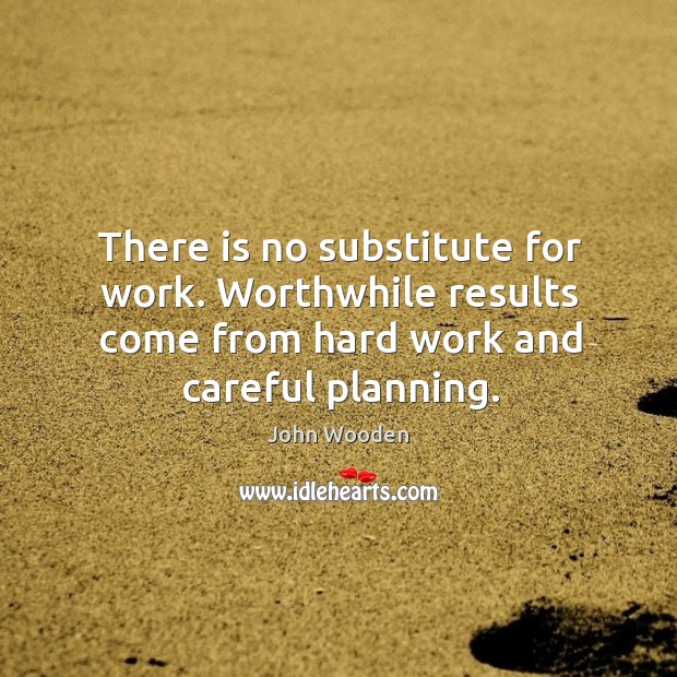 There is no substitute for work. Worthwhile results come from hard work John Wooden Picture Quote