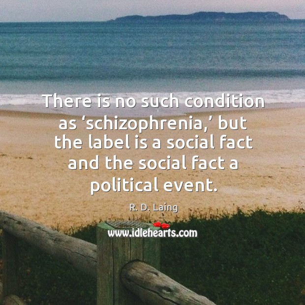 There is no such condition as ‘schizophrenia,’ but the label is a social fact and the social fact a political event. Image