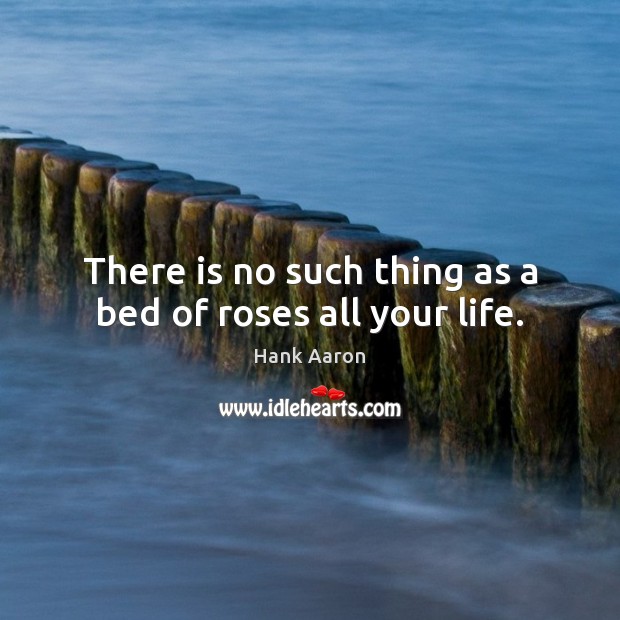 There is no such thing as a bed of roses all your life. Hank Aaron Picture Quote