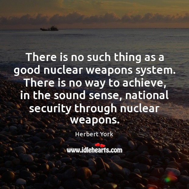 There is no such thing as a good nuclear weapons system. There Image