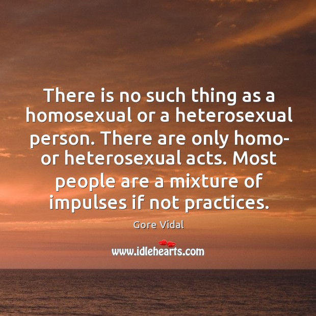 There is no such thing as a homosexual or a heterosexual person. Gore Vidal Picture Quote