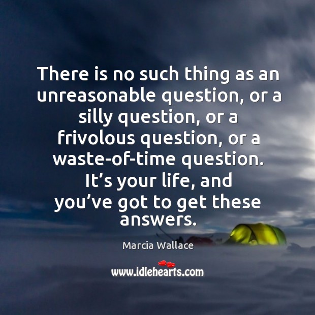 There is no such thing as an unreasonable question, or a silly question, or a frivolous question Marcia Wallace Picture Quote