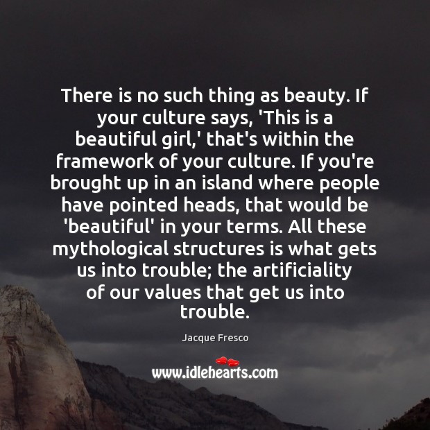 There is no such thing as beauty. If your culture says, ‘This Image