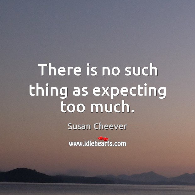 There is no such thing as expecting too much. Susan Cheever Picture Quote