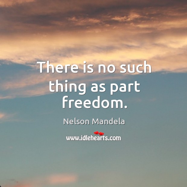 There is no such thing as part freedom. Nelson Mandela Picture Quote