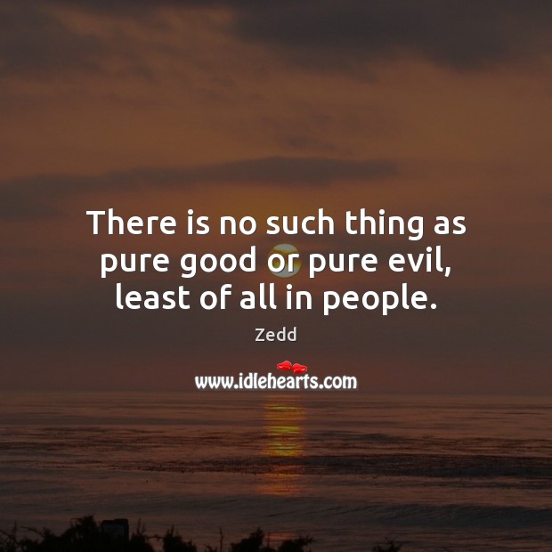 There is no such thing as pure good or pure evil, least of all in people. Zedd Picture Quote