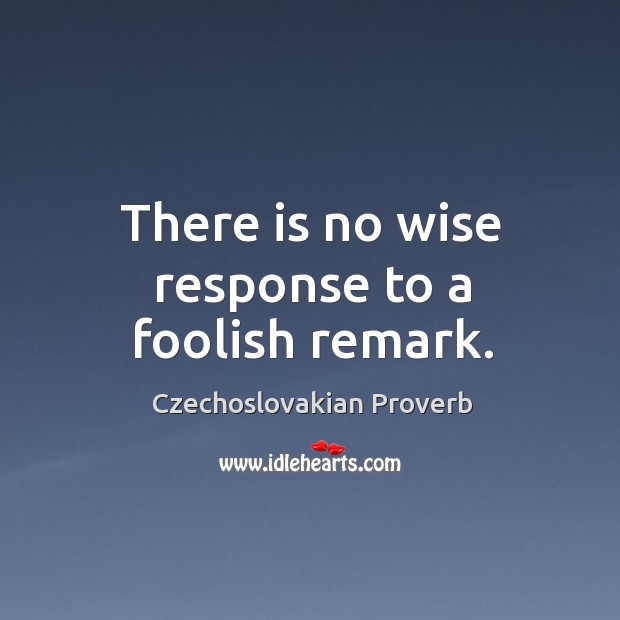 There is no wise response to a foolish remark. Czechoslovakian Proverbs Image