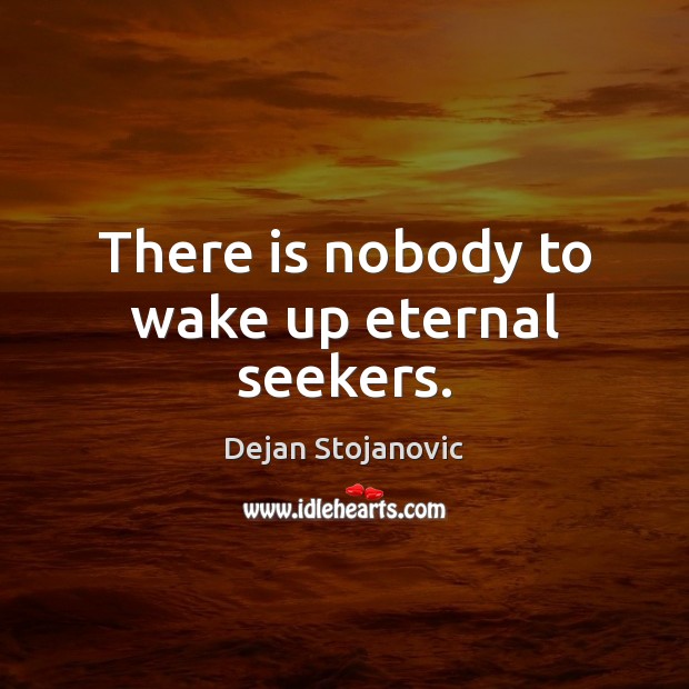 There is nobody to wake up eternal seekers. Dejan Stojanovic Picture Quote