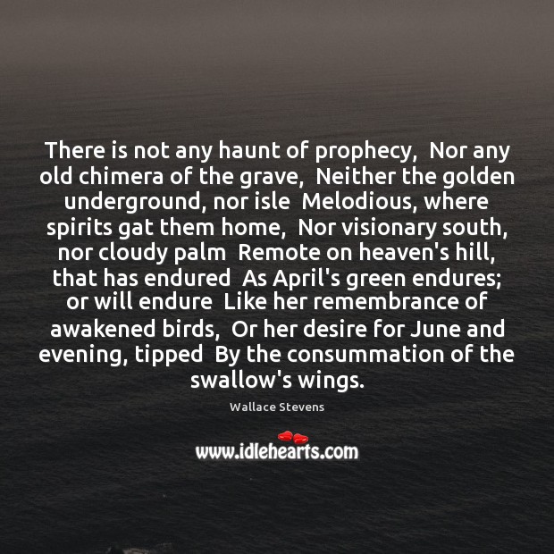 There is not any haunt of prophecy,  Nor any old chimera of Wallace Stevens Picture Quote