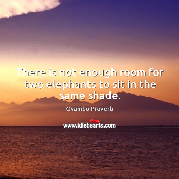 There is not enough room for two elephants to sit in the same shade. Ovambo Proverbs Image