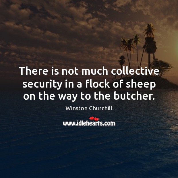 There is not much collective security in a flock of sheep on the way to the butcher. Image