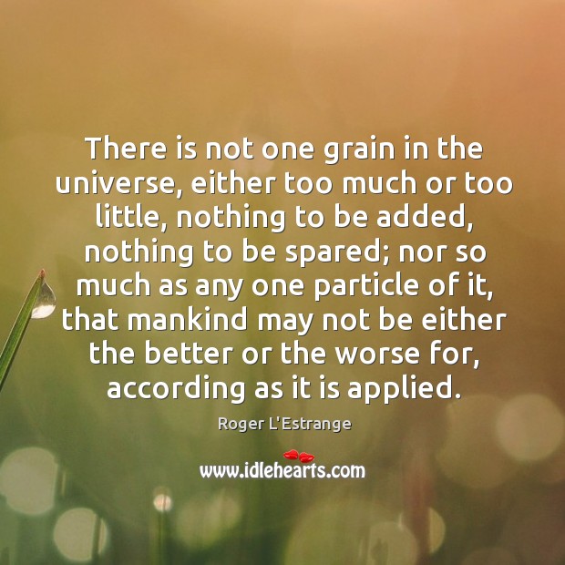 There is not one grain in the universe, either too much or Image