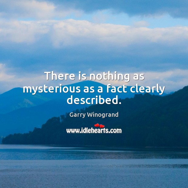 There is nothing as mysterious as a fact clearly described. Image
