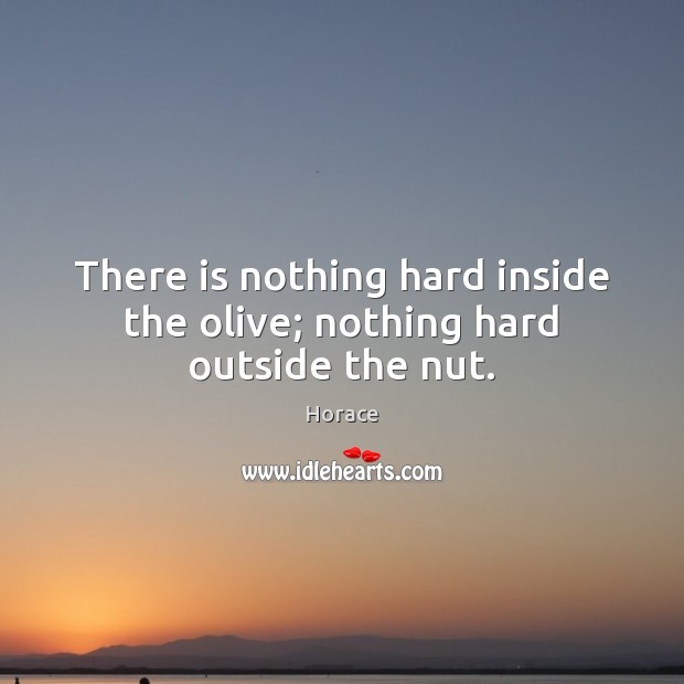 There is nothing hard inside the olive; nothing hard outside the nut. Horace Picture Quote
