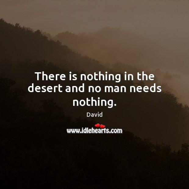 There is nothing in the desert and no man needs nothing. David Picture Quote