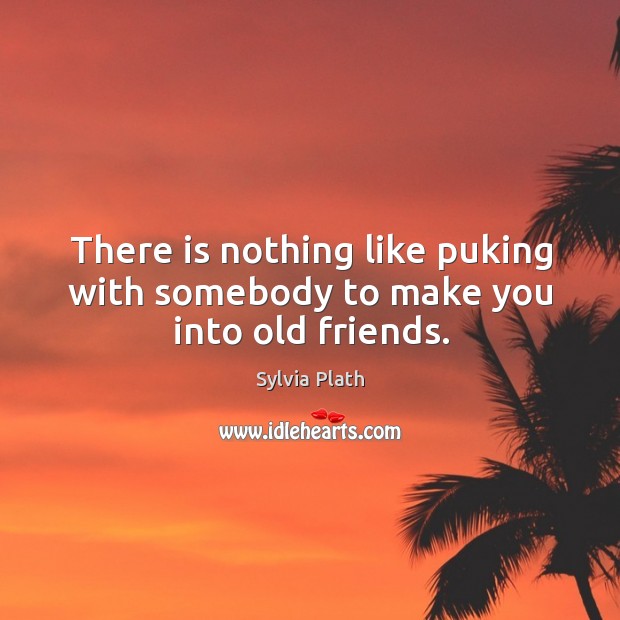 There is nothing like puking with somebody to make you into old friends. Image