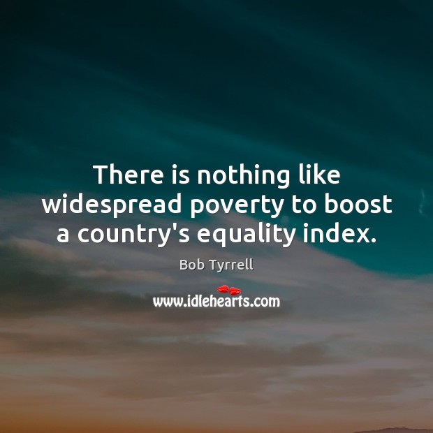 There is nothing like widespread poverty to boost a country’s equality index. Bob Tyrrell Picture Quote