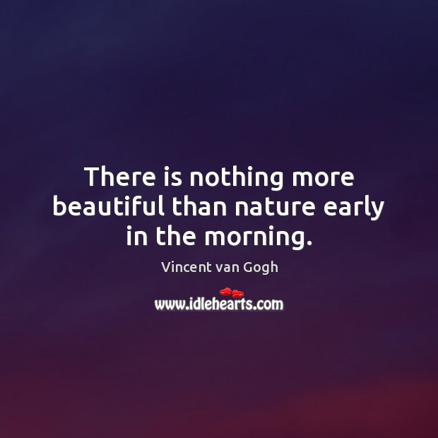 There is nothing more beautiful than nature early in the morning. Vincent van Gogh Picture Quote