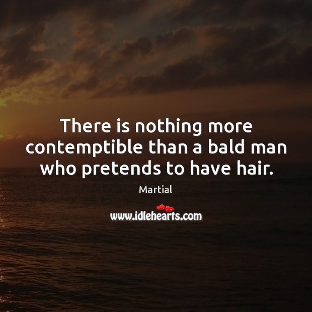 There is nothing more contemptible than a bald man who pretends to have hair. Image