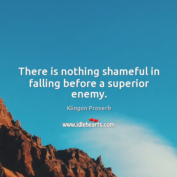 There is nothing shameful in falling before a superior enemy. Klingon Proverbs Image