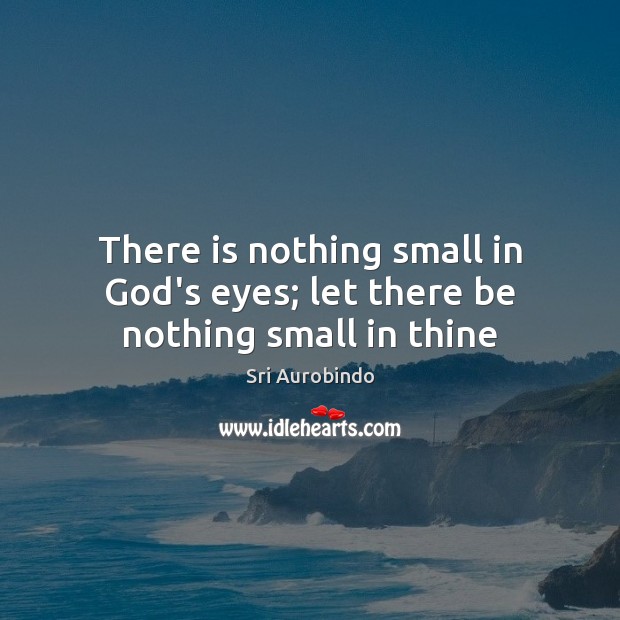 There is nothing small in God’s eyes; let there be nothing small in thine Sri Aurobindo Picture Quote
