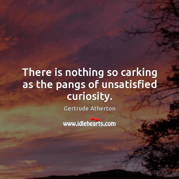 There is nothing so carking as the pangs of unsatisfied curiosity. Gertrude Atherton Picture Quote