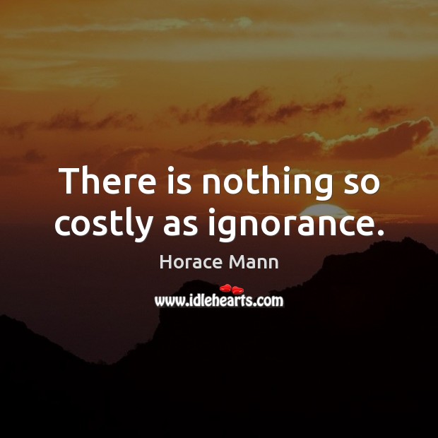 There is nothing so costly as ignorance. Horace Mann Picture Quote