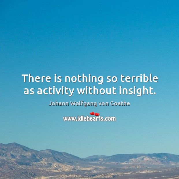 There is nothing so terrible as activity without insight. Image