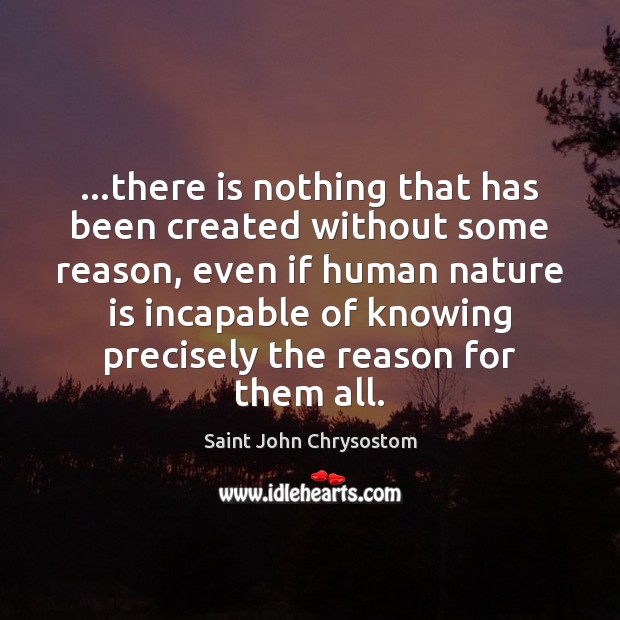 …there is nothing that has been created without some reason, even if Image