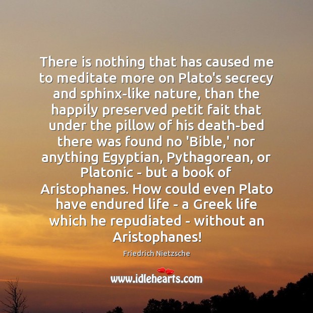 There is nothing that has caused me to meditate more on Plato’s Image