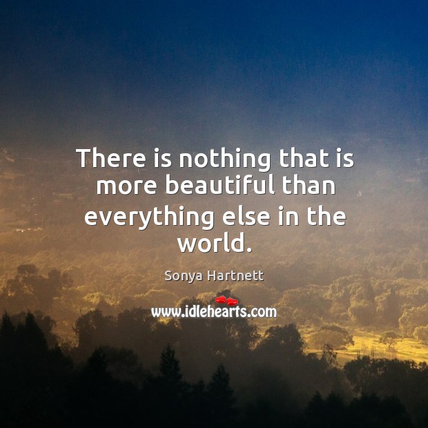 There is nothing that is more beautiful than everything else in the world. Sonya Hartnett Picture Quote