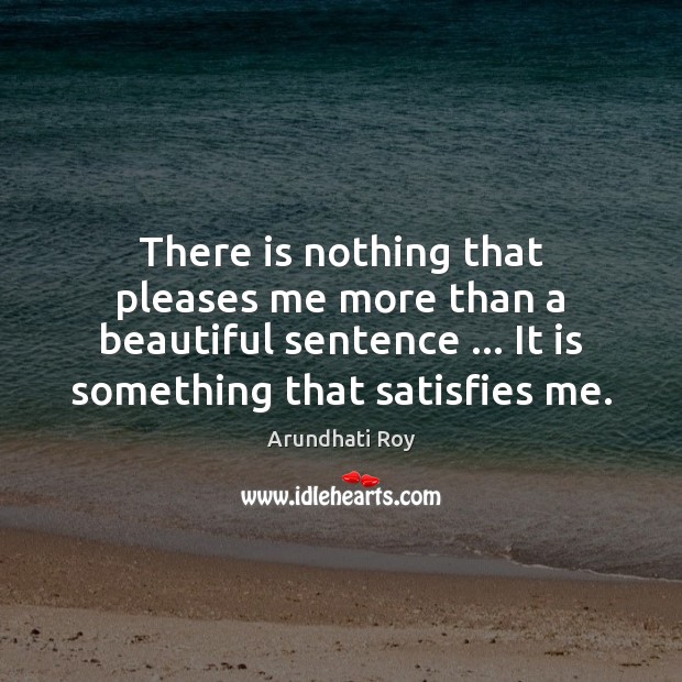 There is nothing that pleases me more than a beautiful sentence … It Arundhati Roy Picture Quote
