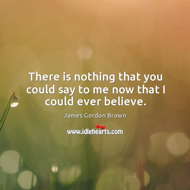 There is nothing that you could say to me now that I could ever believe. James Gordon Brown Picture Quote
