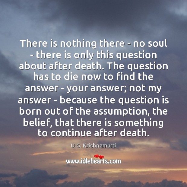 There is nothing there – no soul – there is only this U.G. Krishnamurti Picture Quote