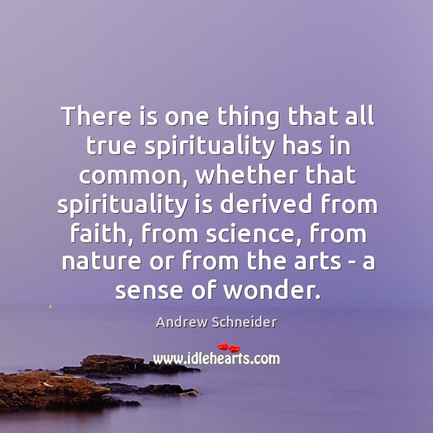There is one thing that all true spirituality has in common, whether Andrew Schneider Picture Quote