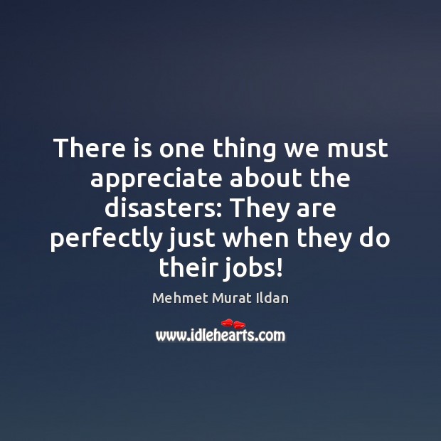 There is one thing we must appreciate about the disasters: They are Mehmet Murat Ildan Picture Quote